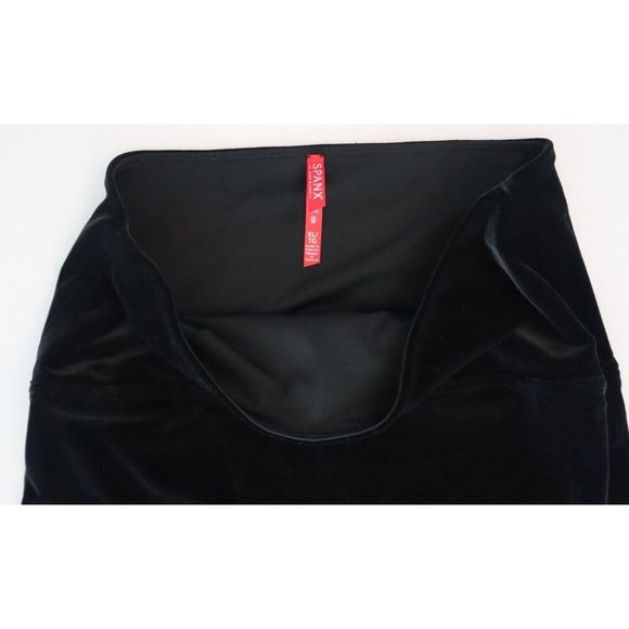 SPANX x Sara Blakely Womens Sz XL Black Velvet High Rise Wide Waistband Leggings - Picture 4 of 9